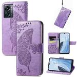 For OnePlus Nord N300 Butterfly Love Flower Embossed Flip Leather Phone Case(Light Purple)