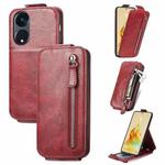 For Oppo Reno8 T 5G Zipper Wallet Vertical Flip Leather Phone Case(Red)