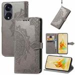 For OPPO Reno8 T 5G Mandala Flower Embossed Horizontal Flip Leather Phone Case(Gray)