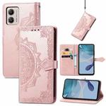 For Motorola  Moto G53 5G Mandala Flower Embossed Horizontal Flip Leather Phone Case(Rose Gold)