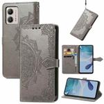 For Motorola  Moto G53 5G Mandala Flower Embossed Horizontal Flip Leather Phone Case(Gray)