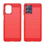 For Motorola Moto G73 Brushed Texture Carbon Fiber TPU Phone Case(Red)