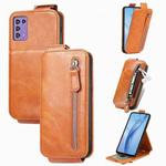 For ZTE Libero 5G III Zipper Wallet Vertical Flip Leather Phone Case(Brown)