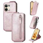 For OPPO Reno9 Zipper Wallet Vertical Flip Leather Phone Case(Rose Gold)