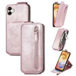 For Samsung Galaxy A04 Zipper Wallet Vertical Flip Leather Phone Case(Rose Gold)