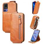 For TCL 40 SE Zipper Wallet Vertical Flip Leather Phone Case(Brown)