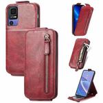 For TCL 40 SE Zipper Wallet Vertical Flip Leather Phone Case(Red)