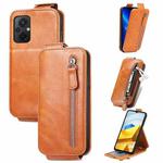 For Xiaomi Redmi Note 12 Zipper Wallet Vertical Flip Leather Phone Case(Brown)