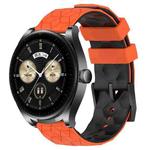 For Huawei Watch Buds 22mm Football Pattern Two-Color Silicone Watch Band(Orange+Black)