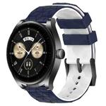 For Huawei Watch Buds 22mm Football Pattern Two-Color Silicone Watch Band(Midnight Blue + White)