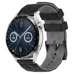 For Huawei Watch GT3 46mm 22mm Football Pattern Two-Color Silicone Watch Band(Black+Grey)