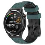 For Huawei Watch GT Runner 22mm Football Pattern Two-Color Silicone Watch Band(Olive Green + Black)