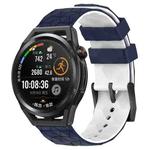For Huawei Watch GT Runner 22mm Football Pattern Two-Color Silicone Watch Band(Midnight Blue + White)