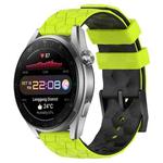 For Huawei Watch 3 Pro New 22mm Football Pattern Two-Color Silicone Watch Band(Lime Green + Black)