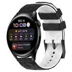 For Huawei Watch 3 22mm Football Pattern Two-Color Silicone Watch Band(Black+White)