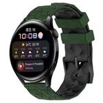 For Huawei Watch 3 22mm Football Pattern Two-Color Silicone Watch Band(Armygreen+Black)