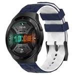 For Huawei Watch GT 2E 22mm Football Pattern Two-Color Silicone Watch Band(Midnight Blue + White)