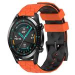 For Huawei GT2 46mm 22mm Football Pattern Two-Color Silicone Watch Band(Orange+Black)