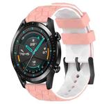 For Huawei GT2 46mm 22mm Football Pattern Two-Color Silicone Watch Band(Pink+White)