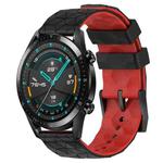 For Huawei GT2 46mm 22mm Football Pattern Two-Color Silicone Watch Band(Black+Red)