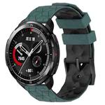 For Honor Watch GS Pro 22mm Football Pattern Two-Color Silicone Watch Band(Olive Green + Black)