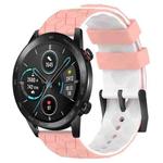 For Honor Magic Watch 2 46mm 22mm Football Pattern Two-Color Silicone Watch Band(Pink+White)