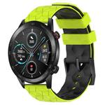 For Honor Magic Watch 2 46mm 22mm Football Pattern Two-Color Silicone Watch Band(Lime Green + Black)