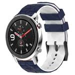 For Amazfit GTR 4 Pro 22mm Football Texture Two-Color Silicone Watch Band(Midnight Blue + White)