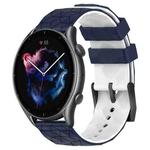 For Amazfit GTR 3 22mm Football Texture Two-Color Silicone Watch Band(Midnight Blue + White)