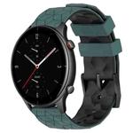 For Amazfit GTR 2e 22mm Football Texture Two-Color Silicone Watch Band(Olive Green + Black)