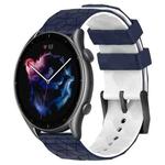 For Amazfit 3 22mm Football Texture Two-Color Silicone Watch Band(Midnight Blue + White)