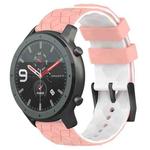 For Amazfit GTR 47mm 22mm Football Texture Two-Color Silicone Watch Band(Pink+White)