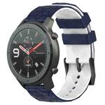 For Amazfit GTR 47mm 22mm Football Texture Two-Color Silicone Watch Band(Midnight Blue + White)