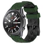 For Samsung Galaxy Watch3 45mm 22mm Football Pattern Two-Color Silicone Watch Band(Armygreen+Black)