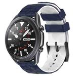 For Samsung Galaxy Watch3 45mm 22mm Football Pattern Two-Color Silicone Watch Band(Midnight Blue + White)