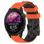 For Garmin Forerunner 255 22mm Football Pattern Two-Color Silicone Watch Band(Orange+Black)