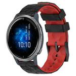 For Garmin Venu 2 22mm Football Pattern Two-Color Silicone Watch Band(Black+Red)