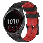 For Garmin Vivoactive4 22mm Football Pattern Two-Color Silicone Watch Band(Black+Red)