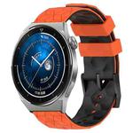 For Huawei Watch GT3 Pro 43mm 20mm Football Pattern Two-Color Silicone Watch Band(Orange+Black)