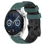 For Huawei Watch GT3 42mm 20mm Football Pattern Two-Color Silicone Watch Band(Olive Green + Black)