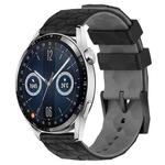 For Huawei Watch GT3 42mm 20mm Football Pattern Two-Color Silicone Watch Band(Black+Grey)