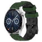 For Huawei Watch GT3 42mm 20mm Football Pattern Two-Color Silicone Watch Band(Armygreen+Black)