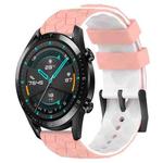 For Huawei Watch GT2 42mm 20mm Football Pattern Two-Color Silicone Watch Band(Pink+White)