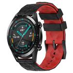 For Huawei Watch GT2 42mm 20mm Football Pattern Two-Color Silicone Watch Band(Black+Red)