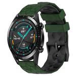 For Huawei Watch GT2 42mm 20mm Football Pattern Two-Color Silicone Watch Band(Armygreen+Black)