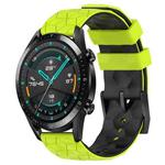 For Huawei Watch GT2 42mm 20mm Football Pattern Two-Color Silicone Watch Band(Lime Green + Black)
