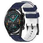 For Huawei Watch GT2 42mm 20mm Football Pattern Two-Color Silicone Watch Band(Midnight Blue + White)
