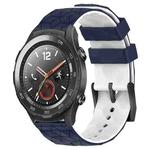 For Huawei Watch 2 20mm Football Pattern Two-Color Silicone Watch Band(Midnight Blue + White)