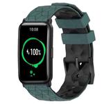 For Honor Watch ES 20mm Football Pattern Two-Color Silicone Watch Band(Olive Green + Black)