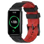 For Honor Watch ES 20mm Football Pattern Two-Color Silicone Watch Band(Black+Red)